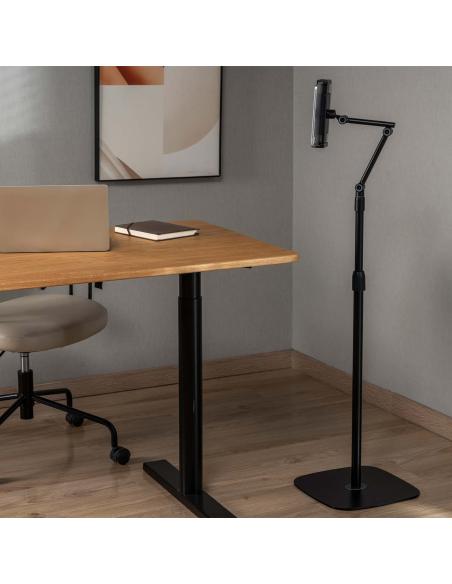 SOPORTE SUELO UNIV AJUSTABLE (3 PIVOTES) TABLET NEGRO AISENS MSF3P-301