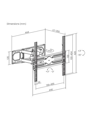 SOPORTE MONITOR ECO GIRA INCLI NIVELABLE 40KG DE 32-70 NEGRO AISENS WT70TSLE-325