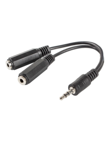 ADAPTADOR LANBERG JACK STEREO MACHO A JACK STEREO HEMBRA X2 10 CM NEGRO