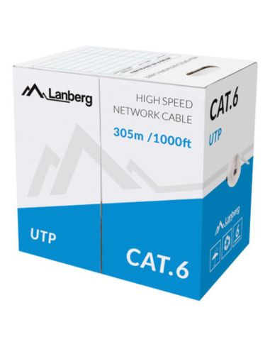 BOBINA CABLE RED LANBERG UTP RJ45 CAT.6 SOLIDO CU AWG24 CPR 305M GRIS FLUKE