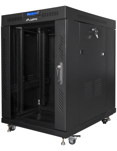 ARMARIO LANBERG RACK 19" 15U 600X800 FLAT PACK NEGRO PUERTA CRISTAL CON LCD