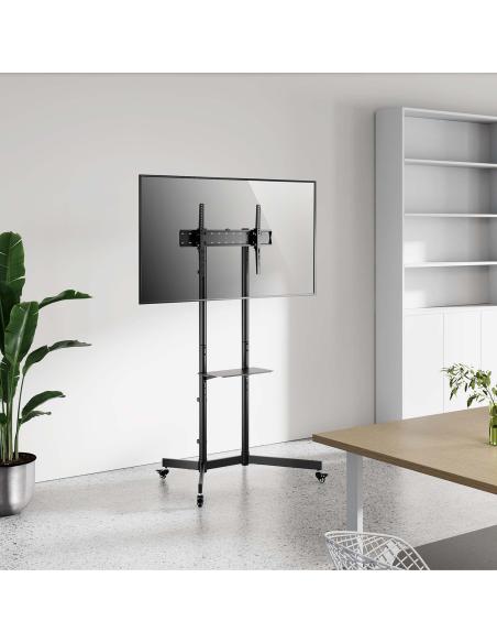SOPORTE SUELO ECO RUEDA BANDEJA DVD MONITORTV 45KG 37-70 NEGRO AISENS FT70TE-333