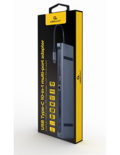 ADAPTADOR MULTIPUERTO USB TIPO C 10 EN 1 3 5 MM GRIS ESPACIAL