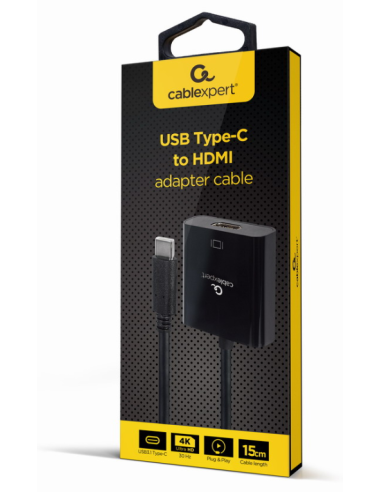 CABLE ADAPTADOR USB TIPO-C A HDMI 4K 30HZ 15 CM NEGRO