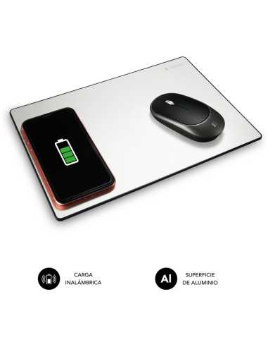CARGADOR SUBBLIM MOUSEPAD WIRELESS CHARGER ALUMINUM SILVER 10W