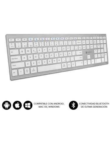 TECLADO SUBBLIM KEYBOARD BLUETOOTH PURE EXTENDED BLUETOOTH SILVER