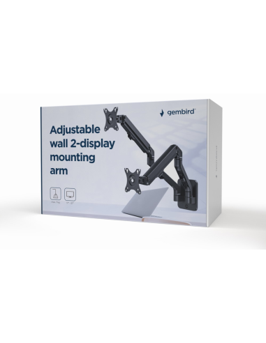AJUSTABLE WALL DISPLAY MOUNTING ARM UP TO 27" 7 KG GEMBIRD