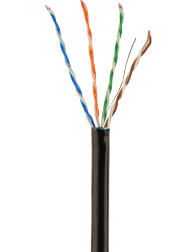 CABLE RED EXTERIOR GEMBIRD CAT 5E FTP COBRE SOLIDO AWG24 CON GEL NEGRO 305M