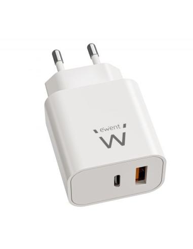 CARGADOR RED EWENT RAPIDO GaN 20W / USB-C PD / USB-A QC / COMPATIBLE APPLE Y ANDROID / EW1318