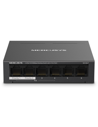 SWITCH MERCUSYS MS106LP 6 PUERTOS 10/100MBPS Y 4 PUERTOS POE+
