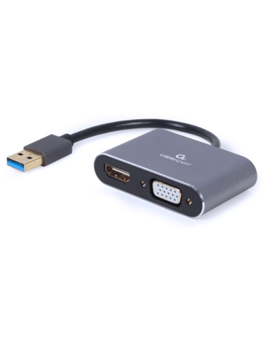ADAPTADOR DE PANTALLA GEMBIRD USB A HDMI , VGA, GRIS ESPACIAL