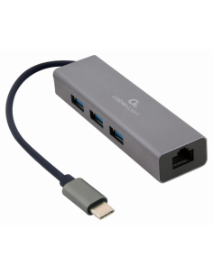 ADAPTADOR DE RED GEMBIRD USB-C GIGABIT CON CONCENTRADOR USB 3.1 DE 3 PUERTOS