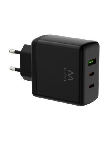 CARGADOR RED EWENT RAPIDO GaN 65W / 2xUSB-C PD / USB-A QC / COMPATIBLE APPLE Y ANDROID / EW1331