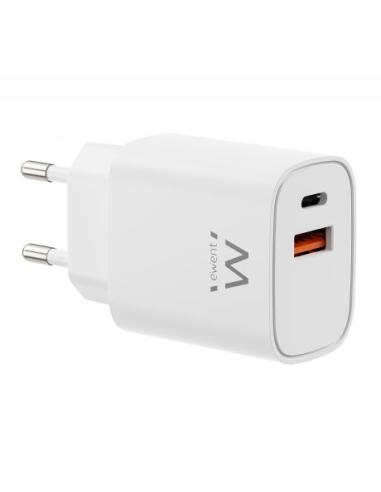 CARGADOR RED EWENT RAPIDO GaN 30W / USB-C PD / USB-A QC / COMPATIBLE APPLE Y ANDROID / EW1326