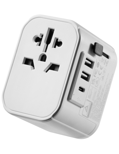 ADAPTADOR DE VIAJE EWENT 2 PUERTOS USB Y TIPO-C USA/UK/AUS/CHINA