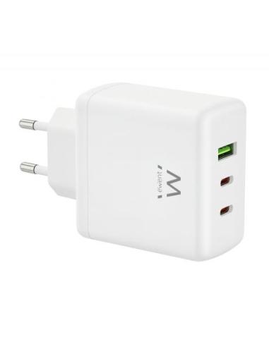 CARGADOR RED EWENT RAPIDO GaN 65W / 2 x USB-C PD / USB-A QC / COMPATIBLE APPLE Y ANDROID / EW1333
