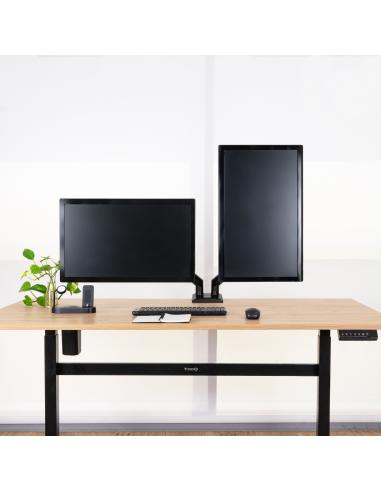SOPORTE DE MESA MONITOR GIRA INCLIN 2 BRAZOS 13-34 NEGRO TOOQ DB1434TNR-B
