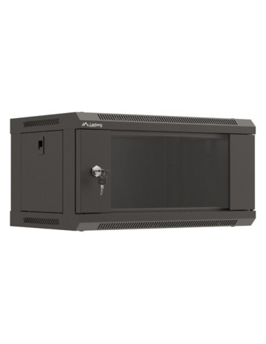 ARMARIO LANBERG MURAL RACK 19" 4U 540X350 FLAT PACK NEGRO PUERTA CRISTAL