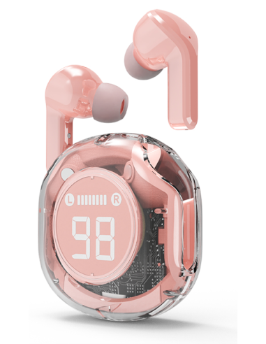 AURICULARES GEMBIRD TWST-01-PK TRANSPARENTES ROSA BT