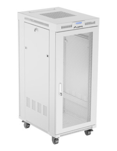ARMARIO LANBERG RACK 19" 27U 600X800 FLAT PACK PUERTA PERFORADA CON LCD GRIS