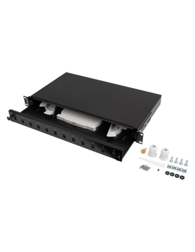 PATCH PANEL LANBERG 1U 19" FIBRA OPTICA 12 PTS SC SIMPLEX O 12 LC DUPLEX BK+ACC