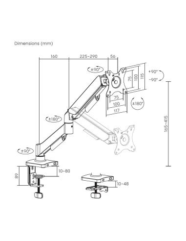 SOPORTE MESA GIRA INCL MONITOR 9KG 1 BRAZO 17-32 NEGRO AISENS DT32TSR-355