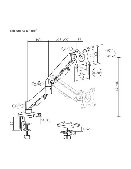 SOPORTE MESA GIRA INCL MONITOR 9KG 1 BRAZO 17-32 NEGRO AISENS DT32TSR-355