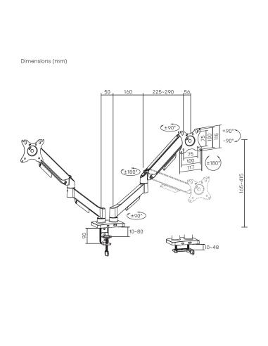 SOPORTE MESA GIRA INCLI MONITOR 9KG 2 BRAZOS 17-32 NEGRO AISENS DT32TSR-357