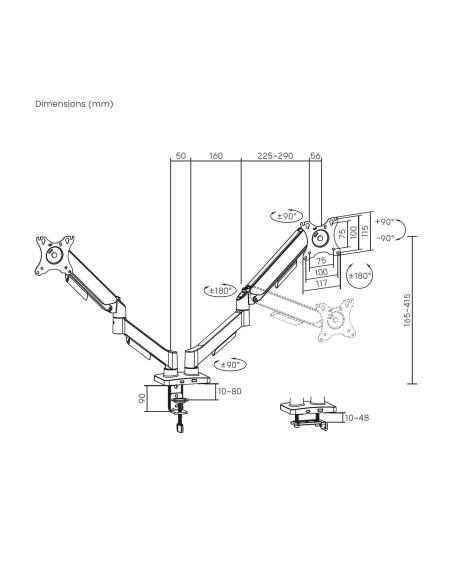 SOPORTE MESA GIRA INCLI MONITOR 9KG 2 BRAZOS 17-32 NEGRO AISENS DT32TSR-357