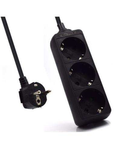 REGLETA EWENT 3 ENCHUFES SHUCO CON PROTECCION NEGRO (EW3959)