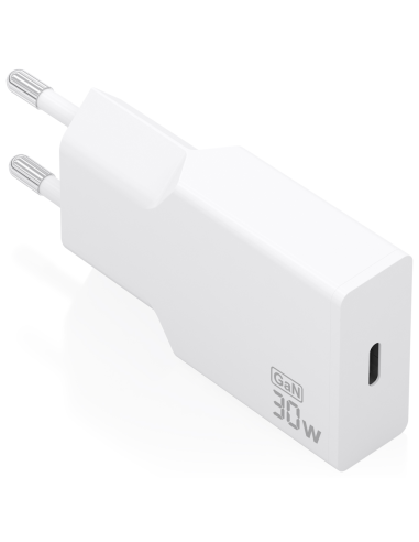 CARGADOR AISENS ULTRA DELGADO GaN 30W 1xUSB-C PD3.0 BLANCO