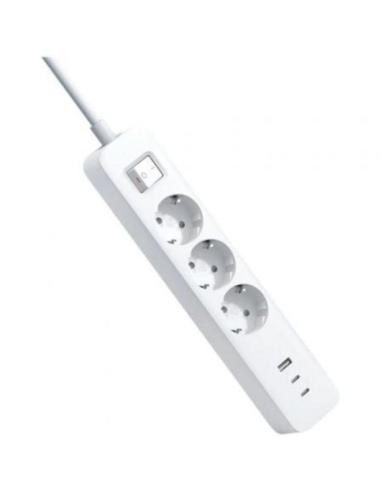 REGLETA ENCHUFES XIAOMI 20W POWER STRIP CON INTERRUPTOR 3 SCHUCO / 1X USB-A 18W / 2X USB-C 3 20W / CARGA RAPIDA 20W / 1.4 m / BL
