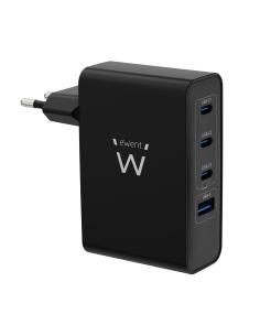 CARGADOR RED EWENT RAPIDO GaN 100W / 3 x USB-C PD / USB-A QC / COMPATIBLE APPLE Y ANDROID / EW1336