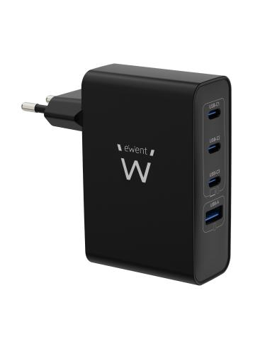 CARGADOR RED EWENT RAPIDO GaN 100W / 3 x USB-C PD / USB-A QC / COMPATIBLE APPLE Y ANDROID / EW1336