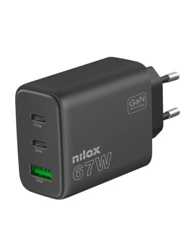 Nilox cargador 67w 2 usb-c usb-a