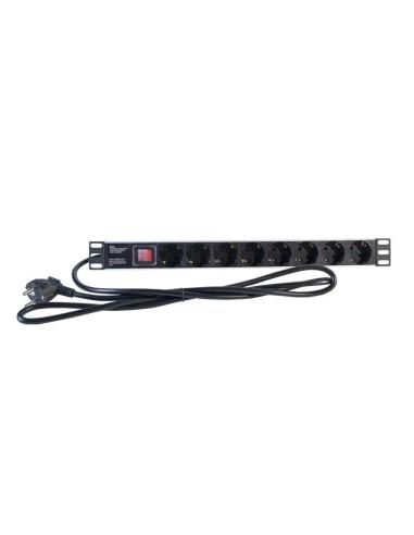 2lan regleta 19" 8 schuko negro