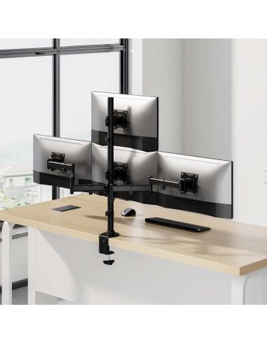 SOPORTE MESA GIR INCL 4 MONITORES 8KG 4 PIV 2 BRA 13-27 NEGRO AISENS DT27TSR-379