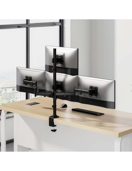 SOPORTE MESA GIR INCL 4 MONITORES 8KG 4 PIV 2 BRA 13-27 NEGRO AISENS DT27TSR-379