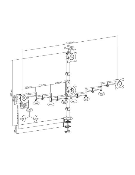 SOPORTE MESA GIR INCL 4 MONITORES 8KG 4 PIV 2 BRA 13-27 NEGRO AISENS DT27TSR-379