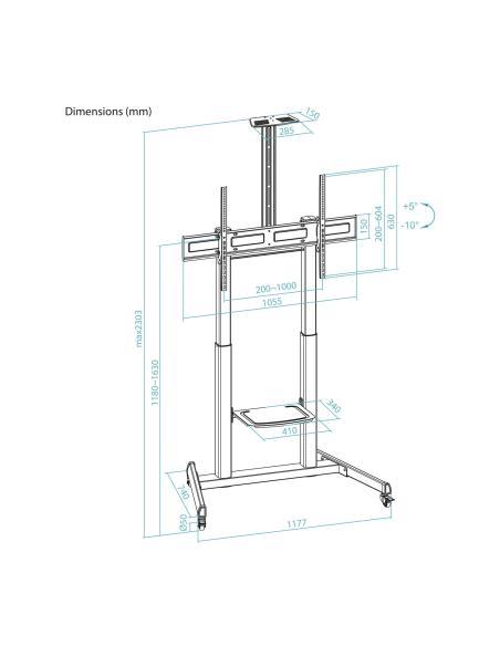 SOPORTE SUELO RUEDAS REGULABLE AQUILES 60-100 TOOQ FS20406HM-B