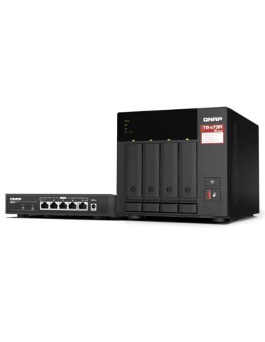 Qnap ts-473a-sw5t bundle nas 4xhdd-bay + switch