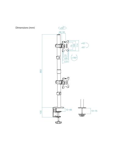 SOPORTE MESA PANT. GIRA INCLI 2 BRAZOS 13-32 VERTI TOOQ DB1233TNV-B
