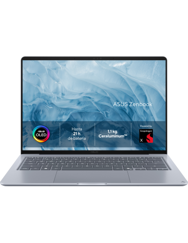 PORTATIL ASUS ZENBOOK UX3480QA-U1144W SNAPDRAGON X1-26-100 16GB 256GB 14" W11H BLUE noAC