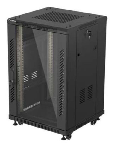 ARMARIO RACK LANBERG DE SUELO 19" 18U 600X600 PUERTA DE CRISTAL FLAT PACK NEGRO