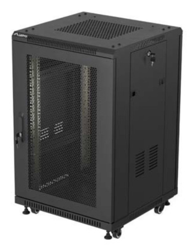 ARMARIO RACK LANBERG DE SUELO 19" 18U 600X600 PUERTA PERFORADA FLAT PACK NEGRO