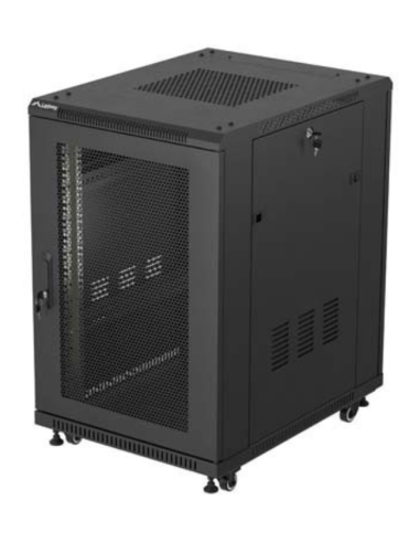 ARMARIO RACK LANBERG DE SUELO 19" 18U 600X800 PUERTA PERFORADA FLAT PACK NEGRO