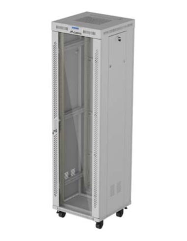 ARMARIO RACK LANBERG 19" 42U 600X600 CON LCD PUERTA DE CRISTAL FLAT PACK GRIS