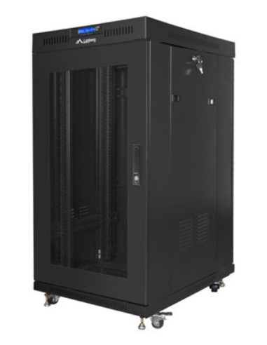 RACK CABINET 19" FREE-STANDING 22U/800X800 (FLAT PACK) WITH MESH DOOR LCD BLACK LANBERG V2
