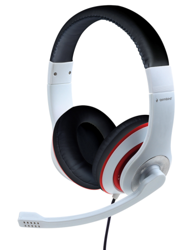 AURICULARES GEMBIRD MHS-03-WTRDBK BLANCO NEGRO ROJO MICROFONO ALAMBRICO JACK
