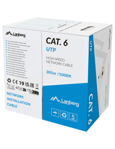 BOBINA CABLE DE RED LANBERG UTP CAT.6 SOLIDO CU LSZH CPR 305M GRIS FLUKE PASSED